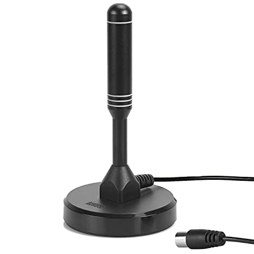 Image of August DTA240B Indoor/Outdoor TV Aerial – High Gain Portable Freeview HD Digital Antenna with Magnetic Base for TV Tuners, DVB-T/T2 TVs & Set Top Boxes, for Car/Truck/Caravan, Home & Camping – Black