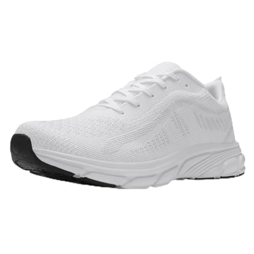 Image of KKTOTO White Trainers Men Gym Shoes Lightweight Casual Running Sneaker Tennis Sports Shoes for Walking Athletic 9 UK