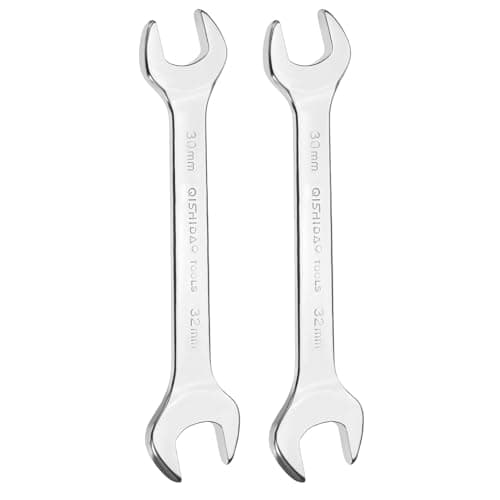 Image of sourcing map 2pcs Double Open End Wrench 30mm x 32mm Metric 15 Degree Offset Angle Small Flat Head Wrench Mirror Polished Open Ended Spanner for Automotive Repair Furniture Assembly