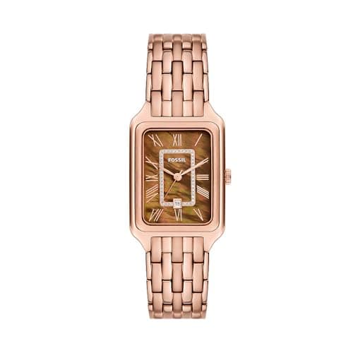 Image of Fossil Raquel Watch for Women, Quartz Three Hand Movement with Stainless Steel Strap,Gold Tone and Brown