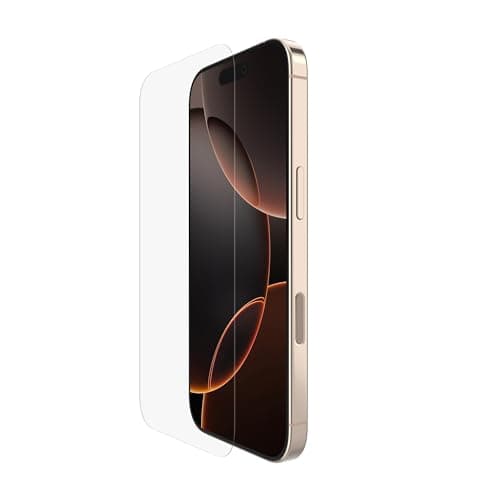 Image of Belkin ScreenForce TemperedGlass iPhone 16 Pro Screen Protector, slim design, crystal clear, scratch-resistant, bubble-free application included, full screen tempered glass protector for iPhone 16 Pro
