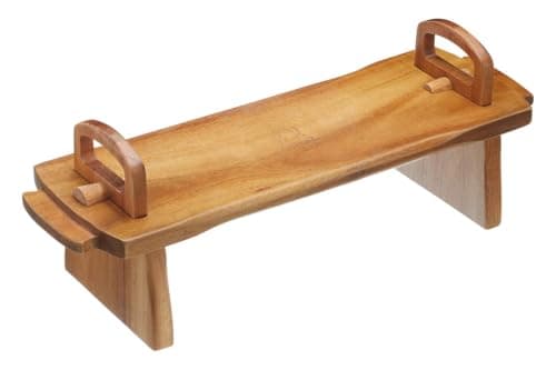Image of Artesà Raised Food Display Stand, Wooden Serving Board for Cheese Board and Food, Cakes, Desserts, Grazing and Buffets, 37 x 12 x 13cm, Brown