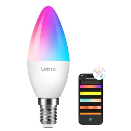 Image of Lepro AI Smart Light Bulb BC1, 4.9 W 470 LM Bulb E14 Dimmable, Personalised AI Light Designer, RGB+CCT, Compatible with Alexa/Google, Voice Control/Music Sync, WiFi & Bluetooth, Pack of 1
