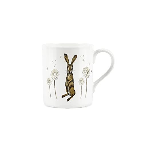 Image of Purely Home Hares and Dandelions Themed Design Mug by Rhiannon Chauncey Bone China White Mug Coffee/Tea Present Gift