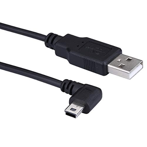 Image of LARRITS Extra Long Mini USB Cable 90 Degree Left Angle Charge Cord With 5pcs Wiring Clips For Garmin Dash Cam Car Dashcam GPS Navigator DVR Camera GoPro (5 Meters Left Angle)