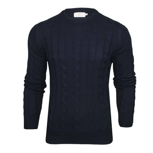 Image of Xact Men's Crew Neck Cable Knit Jumper (Navy) M