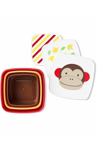 Image of Skip Hop Toddler Snack Container Set, Zoo Snack Box Set, Monkey, 3 Pack