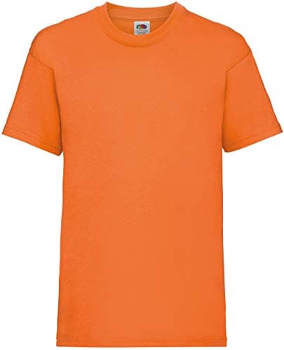 Image of FRUIT OF THE LOOM Unisex Kids Valueweight Short Sleeve T Shirt, Orange, 7-8 Years UK