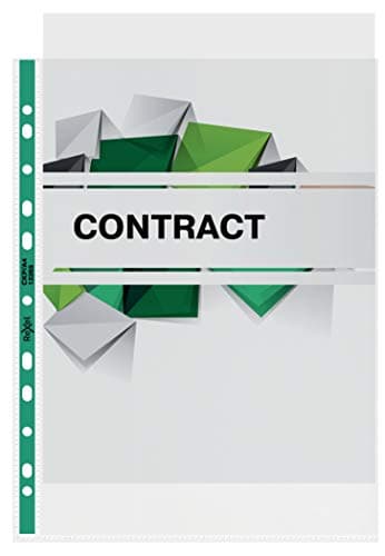 Image of Rexel Copy King A4 Punched Pockets with Green Spine, Glass Clear, Copy Safe, Pack of 100, 12265