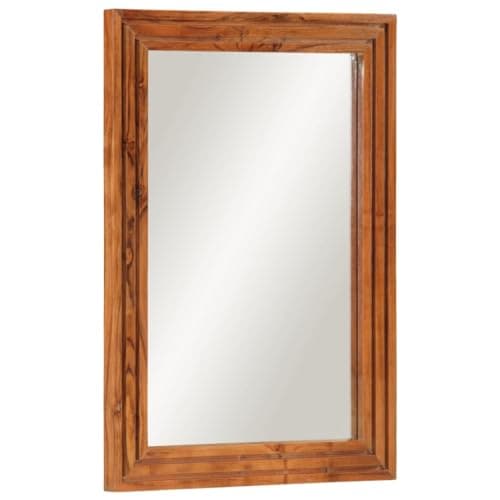 Image of SooIarix Bathroom Mirror 50 x 70 cm Solid Acacia Wood Rectangular Wall Mirror with Glass for Bathroom and Guest Toilet, Versatile Mountable