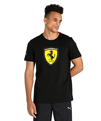 Image of PUMA Men's Standard Ferrari Race Colored Big Shield Tee Black