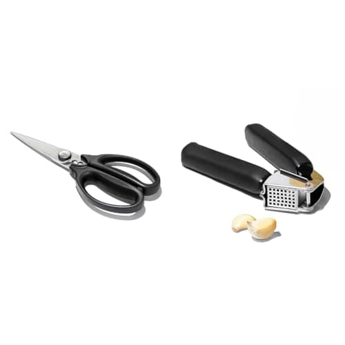 Image of OXO Good Grips Kitchen & Herb Stainless Steel Scissors & Good Grips Garlic Press