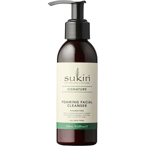 Image of Sukin Signature Foaming Facial Cleanser 125ml - with Witch Hazel & Green Tea; cruelty free & vegan friendly - gently cleanses skin, removes make-up, dirt build-up and sebum.