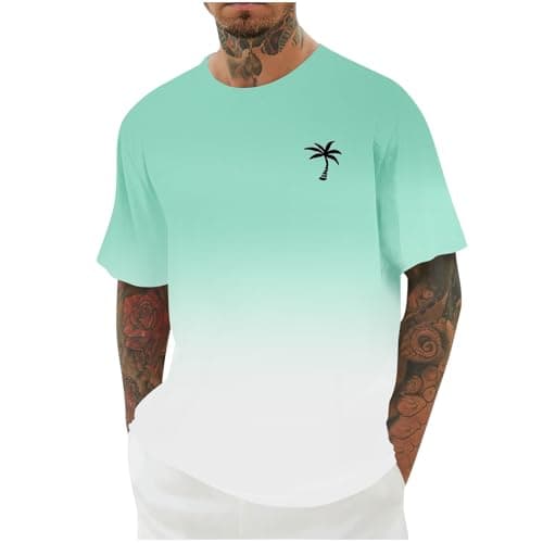 Image of Mens Multipack T Shirts, Mens T Shirts Men's Fashion Casual T-Shirts Breathable Lightweight Tee Top Hawaiian Print Summer Camping Hiking Holidays Everyday Wear