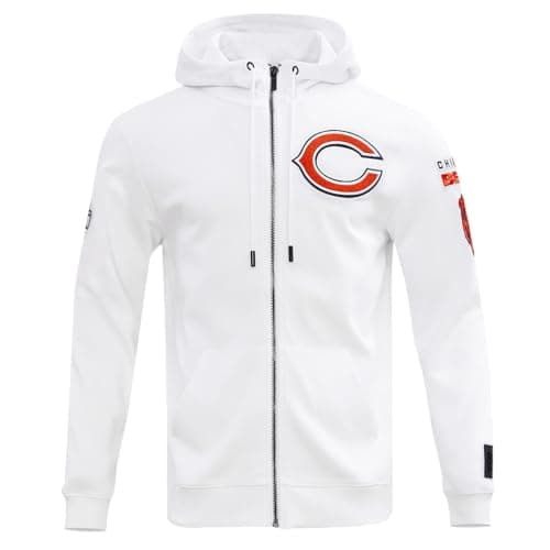 Image of Pro Standard Mens NFL Chicago Bears Classic Chenille Full Zip Hoodie White Xl