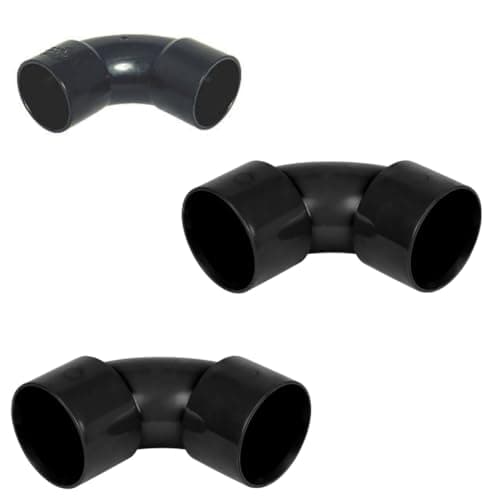 Image of 40mm Black Solvent Weld Swept Bend, 92.5 Degree Angle, Pack of 3