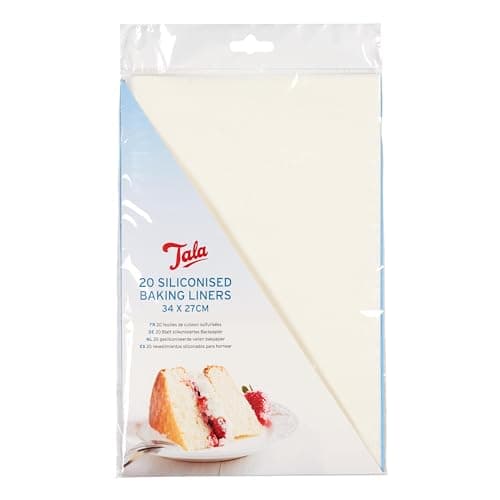 Image of Tala Rectangular Siliconised Baking Liners, Baking Tray Liner to Prevent Sticking and Supports Quick Release for All Baked Products, Measures 34cm x 27cm, Pack of 20 Tray Liners