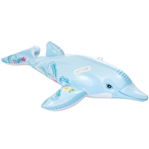 Image of Intex Childrens Inflatable Ride On Lil Dolphin Swimming Pool Fun Accessory, Lite Blue