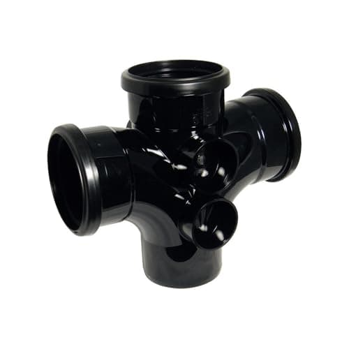 Image of FloPlast 92.5 Degree Double Branch Black Soil