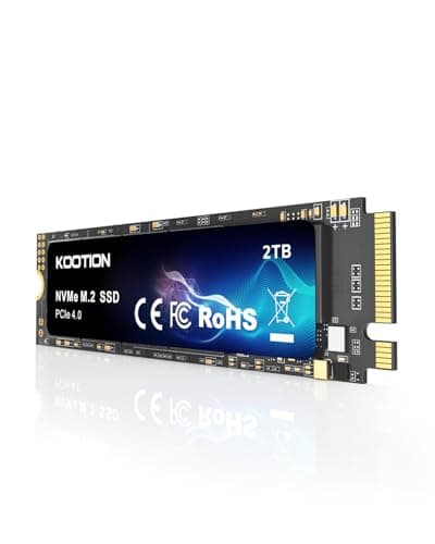 Image of KOOTION 2TB NVMe M.2 SSD, PCIe 4.0 M.2 2280 Internal Solid State Drive,Up to 5000MB/s, Laptop & Desktop (PC) Compatible、Gaming Expansion SSD, Black