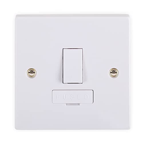 Image of Standard White Fused Connection Unit, 13A Single Fused Unit, Premium Curved Edge Fused Connection Unit, Anti-Microbial Plastic Wall (FCU) (13A Switched FCU)