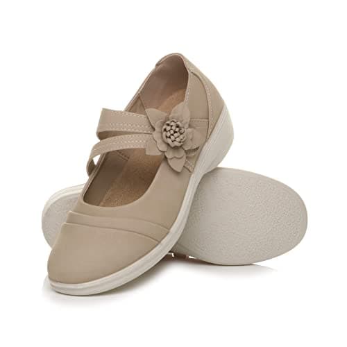 Image of AJVANI Flat Grip Sole Padded Mary Jane Hook&Loop Comfort Shoes Size 7 40