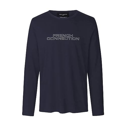 Image of French Connection Long Sleeve Spacefold T-Shirt Medium (Navy)