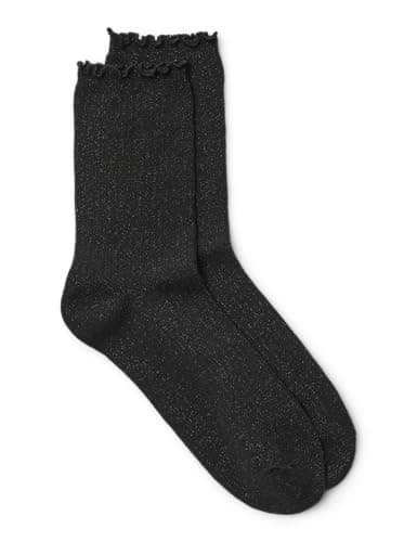 Image of VERO MODA Women's Vmmagic Glitter Noos Socks, Black/Detail: Matching Lurex, One Size
