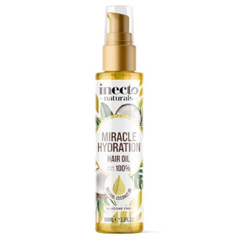 Image of INECTO Naturals Miracle Hydration Hair Oil 100ml, Silicone Free, Vegan Formula. Lightweight for Shiny, Stronger, Conditioned Hair