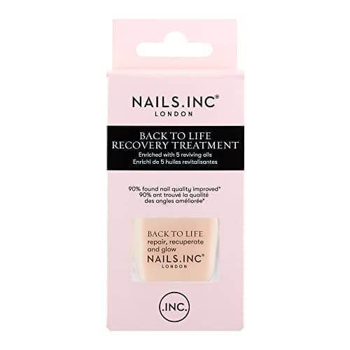 Image of Nails Inc Back to Life Recovery Treatment, 2-in-1 Nail Treatment and Base Coat, Oils Enriched, Renews & Repair Damaged Nails, Improves Nail Health, Cruelty Free, Vegan, 14 ML
