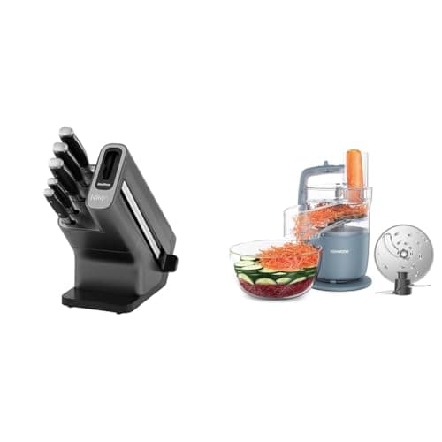 Image of Ninja Foodi StaySharp Knife Block with Integrated Sharpener, 5-Piece Knife Set Includes Chef Knife & Kenwood, MultiPro Go FDP22.130GY, Food Processor, for Chopping, Slicing, Grating, Pureeing