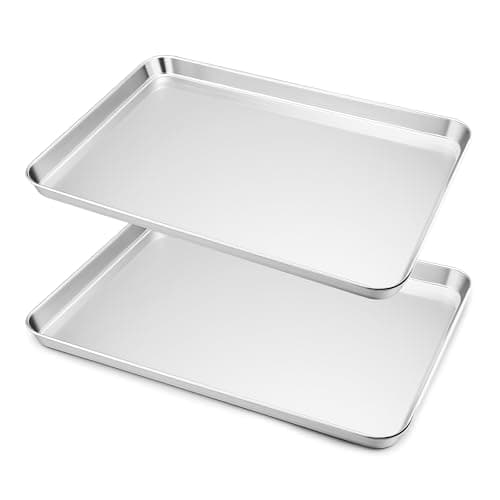 Image of HaWare Extra Large Baking Tray Set of 2, Stainless Steel Oven Tray - 45 x 33 x 2.5cm, Cookie Sheet Pan for Baking Cooking Serving, Healthy & Non Toxic, Easy Clean & Dishwasher Safe