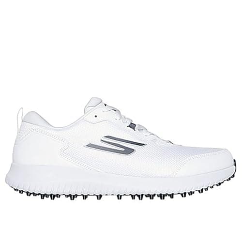 Image of Skechers Men's GO Golf MAX Fairway 4 Sneaker, White Synthetic/Textile/Silver Trim, 7 UK