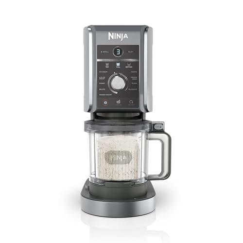 Image of Ninja CREAMi Deluxe Ice Cream Maker & Frozen Dessert Maker with 3 Tubs, 10 Functions, Makes Ice Cream, Gelato, Sorbet, Frozen Yoghurt, Milkshakes, Slushi & More, 2-in-1 Flavour Option, Silver, NC501UK