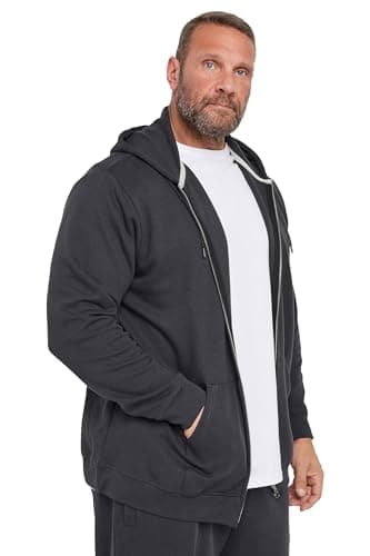 Image of BadRhino Big & Tall Zip Through Diamond Quilted Hoodie - Men's - Plus Size Curve Grey