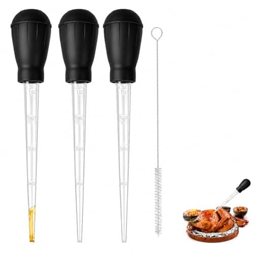 Image of 3 Pack Turkey Baster, Baster for Cooking, 30ml Baster Pipette with Basting Brush, Meat Baster Syringe for Cooking, Turkey Baster for Cooking Chicken BBQ Grill Food Syringe Turkey Baster for Aquarium