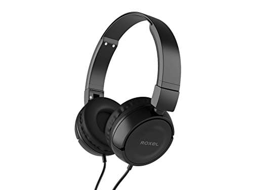 Image of Roxel RX110 Lightweight Wired Foldable Headphones with Mic & Volume Control, On-Ear Headphones, Ergonomic Design, Answer Incoming Calls, Compatible with Android and IOS Devices (Black)