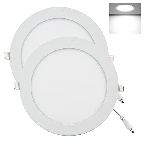 Image of YULIN SUN LED Downlight Ceiling, 2 Pack 15W 1350LM LED Recessed Ceiling Lights Cold White 6500K Ultra Slim 9mm, Cutout Φ170-180mm, Round Aluminum Panel Spotlights for Kitchen Living Room