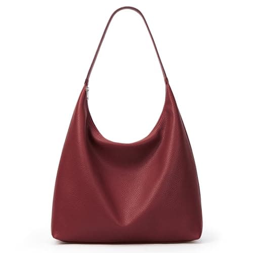 Image of KALIDI Vintage Vegan Leather Tote Bag Women Hobo Zipper Work Bag Weekender Shoulder Handbag for Travel Daily Red