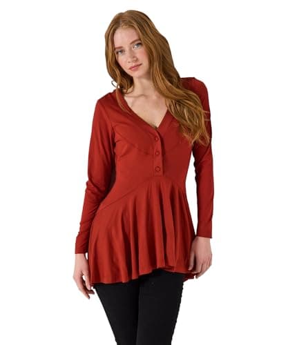 Image of Joe Browns Women's High Low Button Front Tunic Top Shirt, Burnt Orange, 12