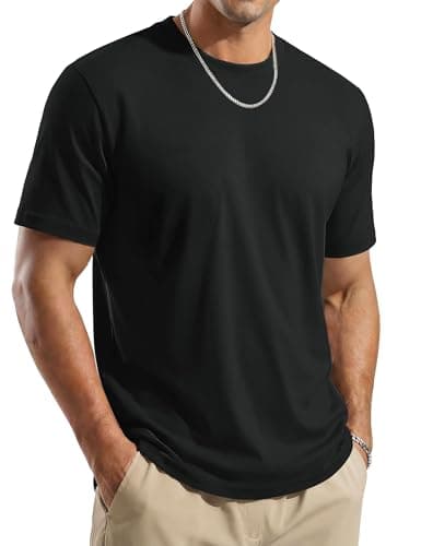 Image of TACVASEN Mens T Shirt UPF 80+ Plain Tshirts Quick Dry Short Sleeve Mens T-Shirts Summer Casual Tops Lightweight Breathable Black L