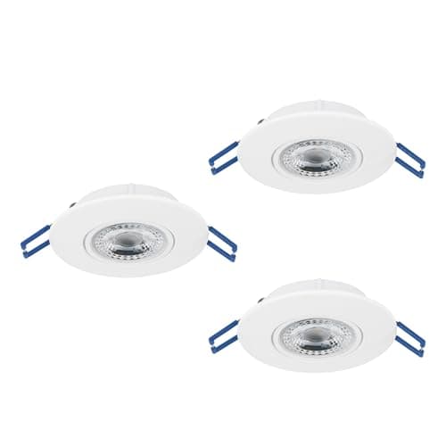 Image of Eglo Set of 3 recessed LED Lamps Zujar, Ceiling spotlights Made of Plastic in White, wall spot Lights, Warm White, Ø 8.5