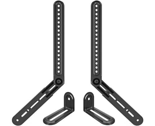 Image of ELIVED Soundbar Bracket Sound Bar TV Mount, for Mounting Above or Under TV with Detachable Extension Plates, Fit Most Soundbar at the Rear up to 6.8 KG, Tool-Free Knob Adjustable EV5010