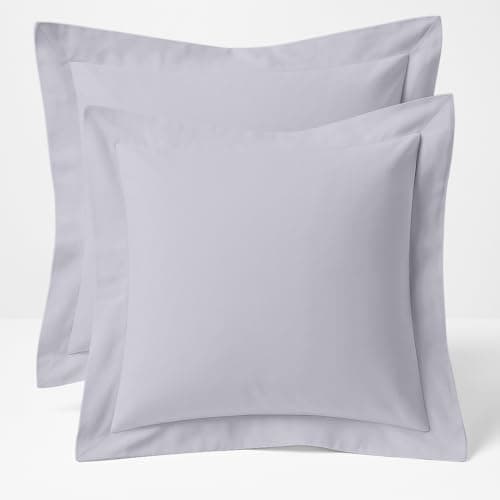 Image of Comfort Beddings 2 Pack Oxford Pillowcases – 65x65cm Continental Euro Pillow Covers – Premium Cotton-Polyester Blend – Silver Square Pillow Cases with Envelope Closure – Hotel Quality
