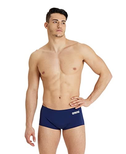 Image of ARENA Solid Team Men's Swimming Swimsuit, Quick-Drying Swim Shorts in MaxLife Fabric with Maximum Chlorine Resistance and UPF 50+ UV Protection Navy-White