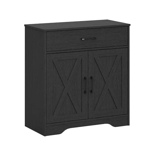 Image of Panana Farmhouse Accent Cabinet Entryway Storage with Drawer Living Room Sideboard Narrow Storage Cupboard (Black)