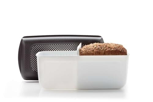 Image of Tupperware BreadSmart Junior - Innovative Bread Bin Keeps Baked Goods Fresher For Longer - Kitchen Storage Box for Bread, Pastries, Biscuits and Croissants - Ventilated Base with Secure Lid