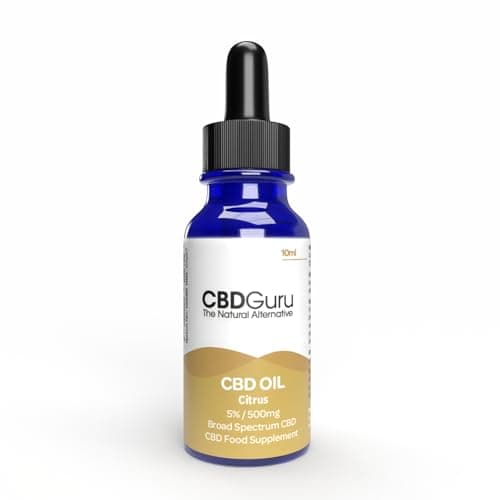 Image of CBD Guru CBD Oil Drops 500mg 10ml - Citrus Flavour Broad Spectrum CBD 5% for Sleep & Anxiety Support