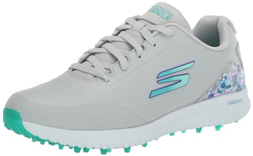 Image of Skechers Women's Go Golf Max Arch Fit Spikeless Golf Shoe Trainers, Grey Floral Waterproof, 4 UK