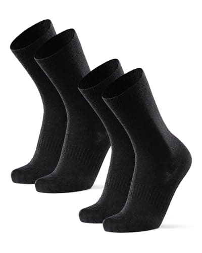 Image of DANISH ENDURANCE Merino Wool Hiking Liner Socks, Low-Bulk Walking Socks, for Men & Women, Unisex, 2-Pack, Black, 9-12